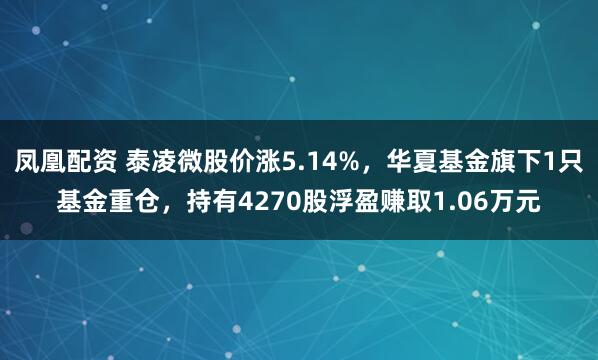 凤凰配资 泰凌微股价涨5.14%，华夏基金旗下1只基金重仓，持有4270股浮盈赚取1.06万元
