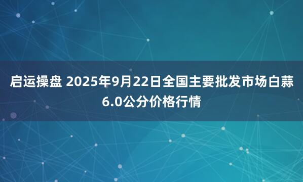 启运操盘 2025年9月22日全国主要批发市场白蒜6.0公分价格行情